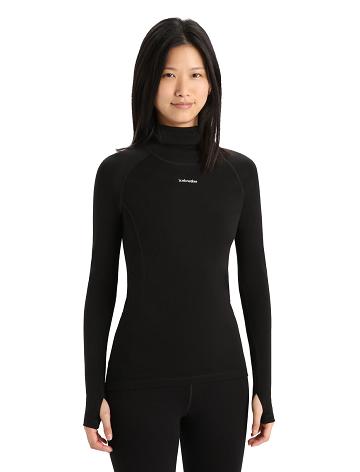 Base Layers Icebreaker MerinoFine™ Long Sleeve Roll Neck Femme Noir | FR 1896XYUF